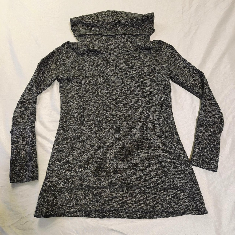 Merona Marled Gray Cowl Neck Tunic Pullover Top Gray Black Womens Small